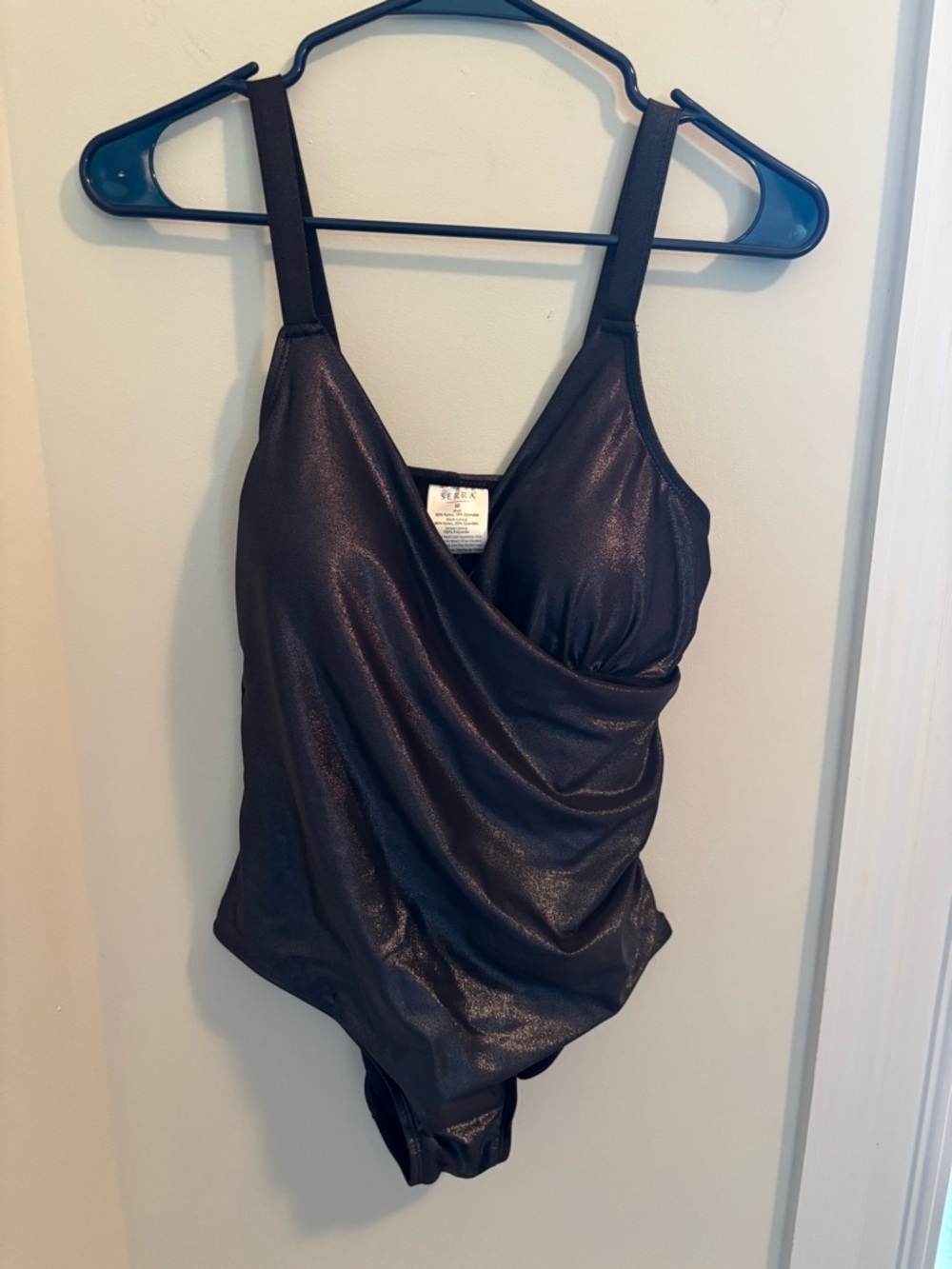 NWT Serra Shimmering Black Shimmer One Piece Swimsuit M